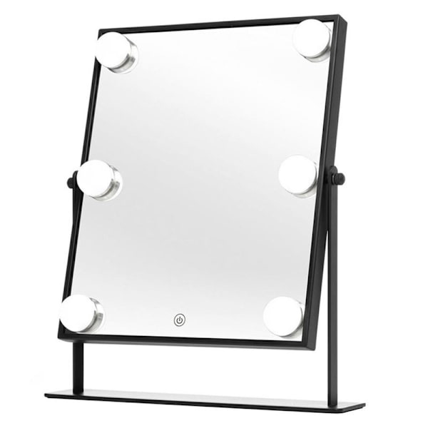 UNIQ XL Hollywood sminkspegel med 6 LED-lampor och touchfunktion - Svart