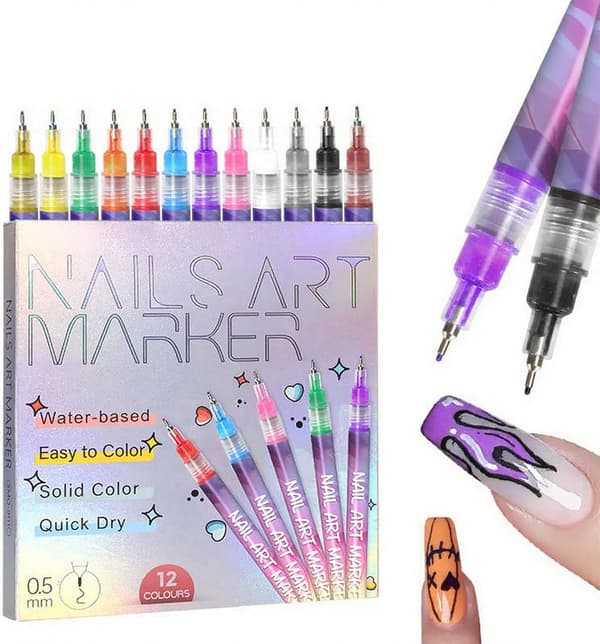 Nail Art Penne til Negle 12-pak 0,5 mm Spids