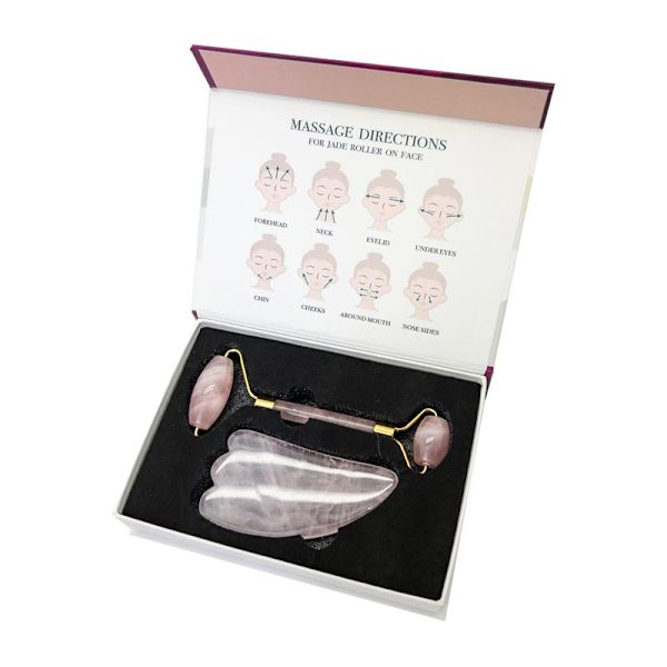 UNIQ Jade Roller Rose Quartz + Guasha Stone | för ansiktet