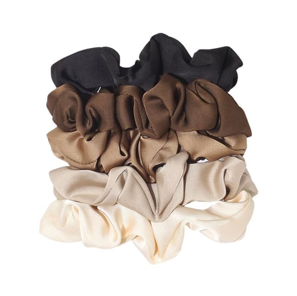 SOHO Satiini Scrunchie Setti 5 kpl Hiuslenkit Musta Ruskea Beige