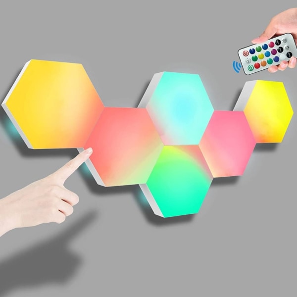 LED Väggbelysning Hexagon / Honeycomb / Quantum med touch och fjärrkontroll - 6 moduler
