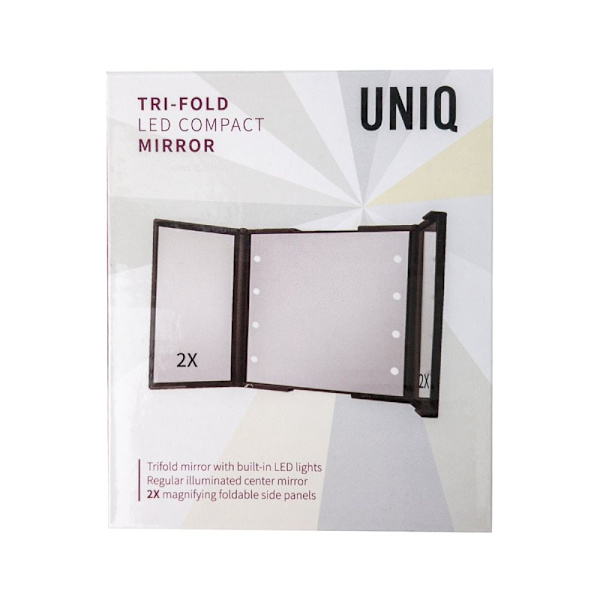 UNIQ Vanity Tri-fold Makeup Mirror med LED-lys, sort