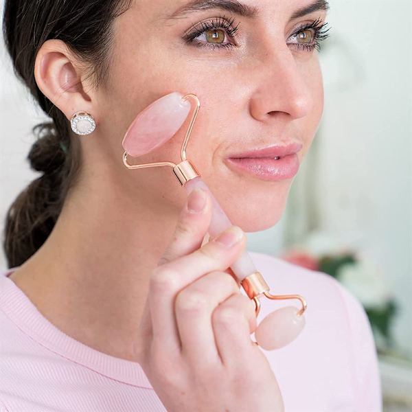 UNIQ Jade Roller Rose Quartz + Guasha Stone | för ansiktet