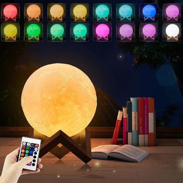 3D LED Moonlight - Natlys - Måneskin - 15 cm