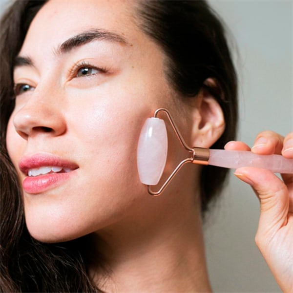 UNIQ Jade Roller Rose Quartz + Guasha Stone | för ansiktet