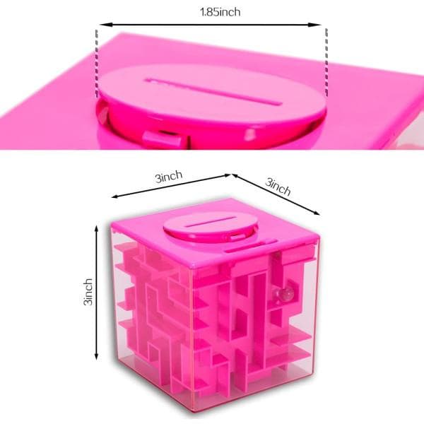 3D Cube Labyrinth Puzzle - sjov sparegris til børn - grøn