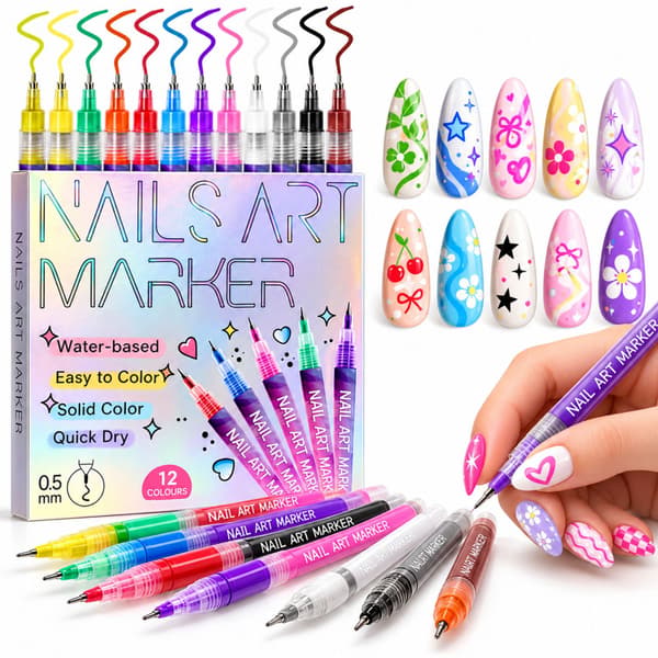 Nail Art Penne til Negle 12-pak 0,5 mm Spids