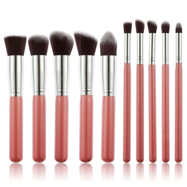PRO Make-up pensler Pink/Sølv - 10 stk.