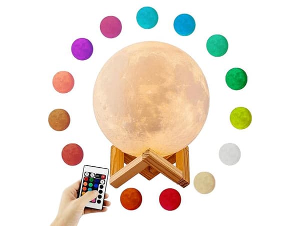 3D LED Moonlight - Natlys - Måneskin - 15 cm