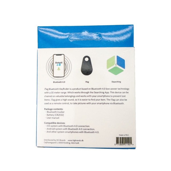 iTag Bluetooth-tracker Keyfinder BT 4.0 - Svart