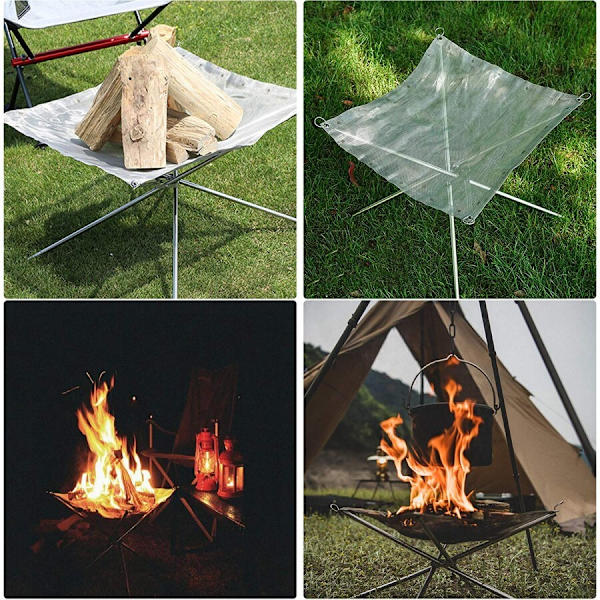 Portabel Eldstad för uteliv, camping, eldgrop, rostfritt stål, nät, eldstad med bärväska, fällbara stativ, picknick, brasor, eldstäder, vedeldning, fö