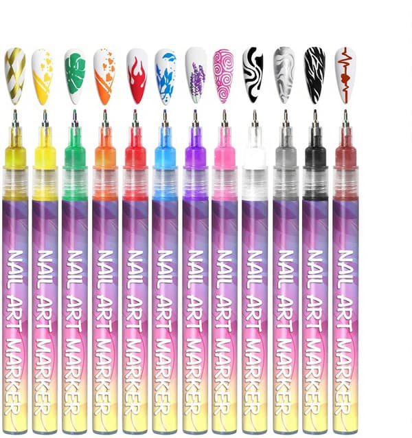Nail Art Penne til Negle 12-pak 0,5 mm Spids