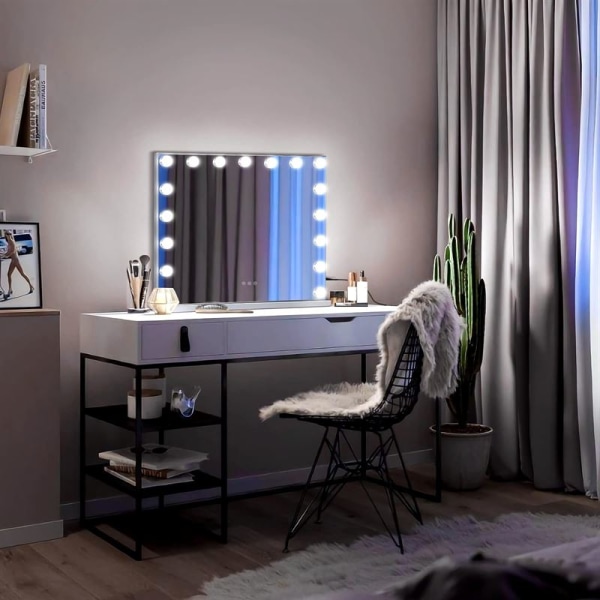 UNIQ XL Hollywood Vanity Spegel med 15 LED-lampor och Touch-funktion - Vit