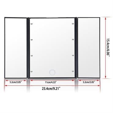 UNIQ LED Trifold Vanity Makeup Spejl - Sort