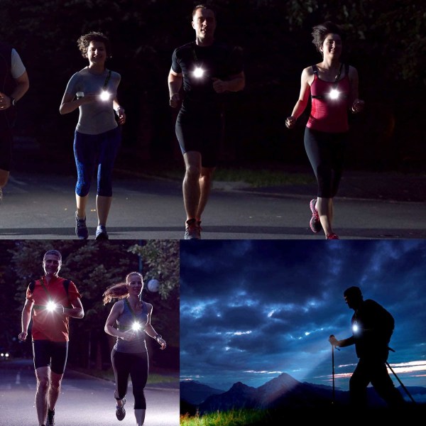 Löpväst med LED-ljus 250 lumen för löpning, cykling, vandring, c Svart