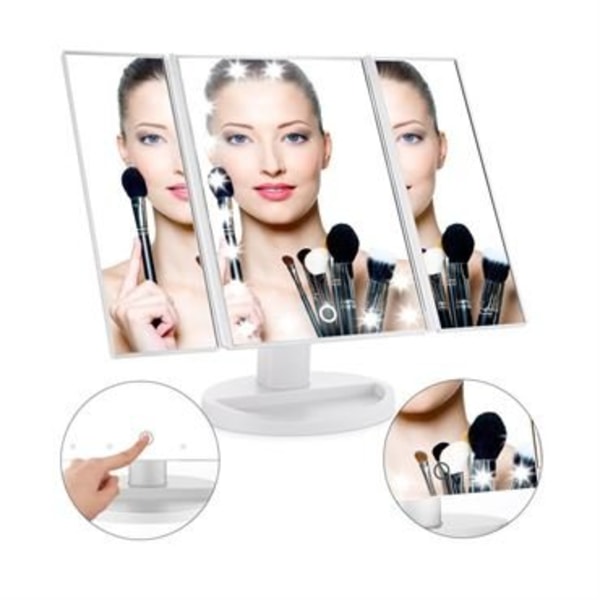 UNIQ LED Trifold Hollywood Makeup Spegel - Vit
