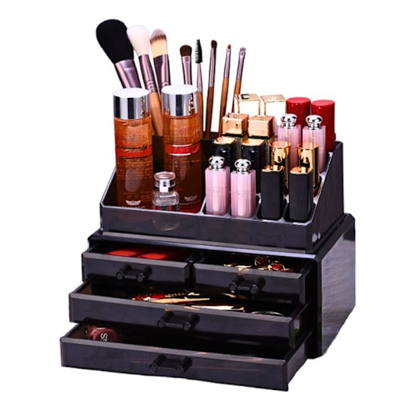 UNIQ Sminkförvaring Makeup Organizer i akryl med 4 lådor - SF 1155 - Svart