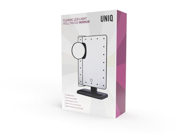UNIQ Hollywood makeupspejl med LED-lys - sort