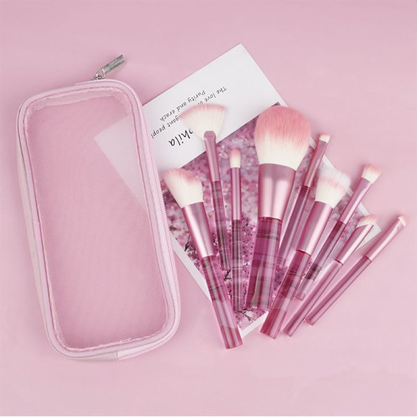 TECHNIQUE PRO TRANSLUCENT PERFECTION SMINKBORSTSET - 9 SMINKBORSTAR MED VÄSKA (PINK)
