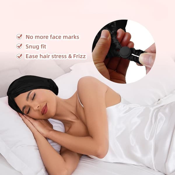 SOHO Nattmössa Sovmössa Silk Satin Turban Bonnet - Sort
