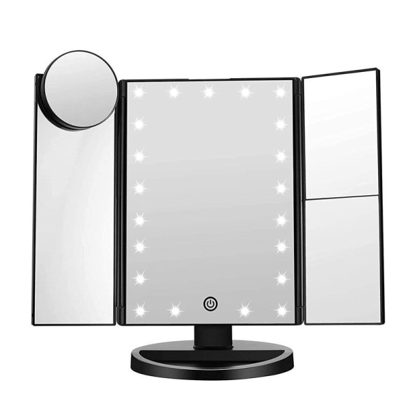 UNIQ LED Trifold Hollywood Makeup Spegel - Svart