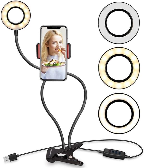 Selfie Ring Light LED-valoilla säädettävä pidike