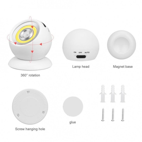 Pro LED Sensor Light -  Magnetisk LED-lampa m. rörelsessensor Vit