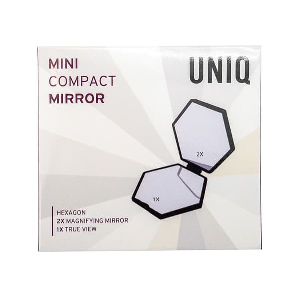UNIQ Mini Compact Hexagon Peili - Musta taskupeili 2x suurennuksella