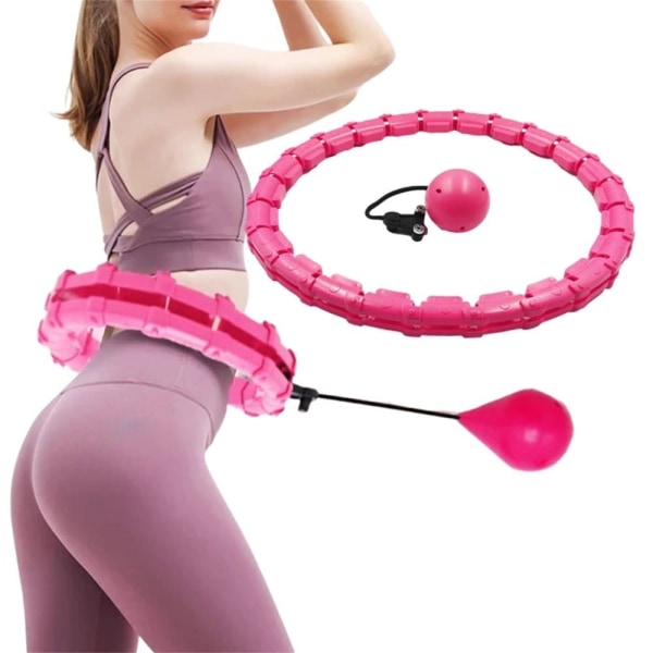 Weighted Smart Hula Hoop - Fitness Hoop med massageringar med 24 löstagbara segment - Rosa