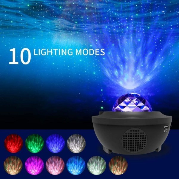 LED Galaxy Sky Projector - Stjärnprojektor med Bluetooth-högtala Svart