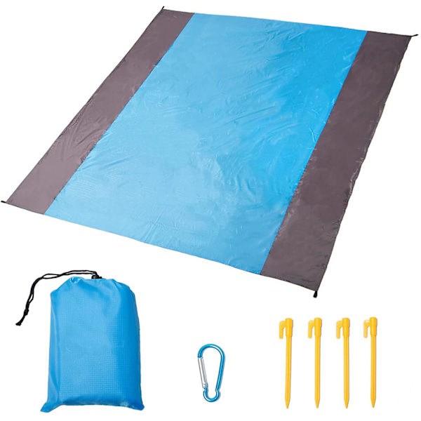XXL Multifunksjonell strandmatte / piknikmatte - blå / grå (20