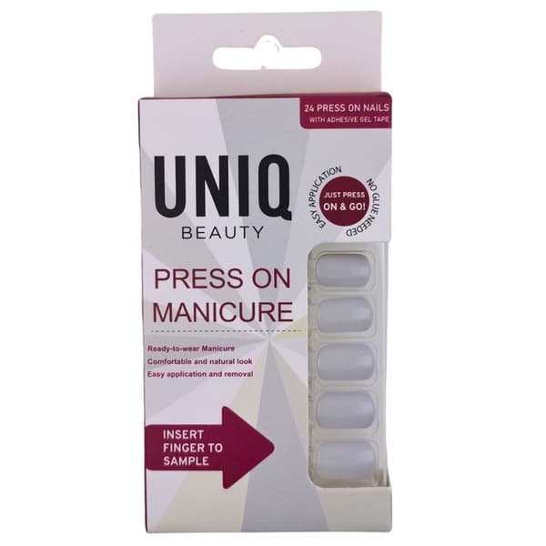 UNIQ Click On / Press On Tekokynnet - Pearl Grey - 24 kpl
