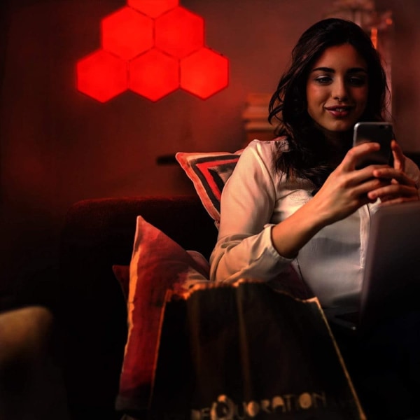 LED Väggbelysning Hexagon / Honeycomb / Quantum med touch och fjärrkontroll - 6 moduler