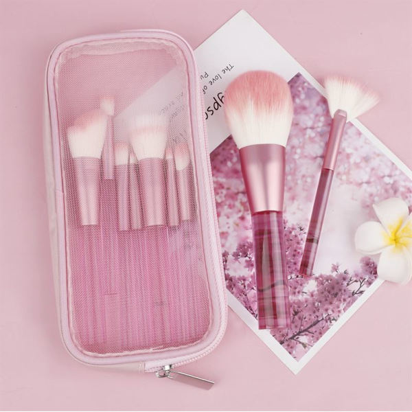 TECHNIQUE PRO TRANSLUCENT PERFECTION SMINKBORSTSET - 9 SMINKBORSTAR MED VÄSKA (PINK)