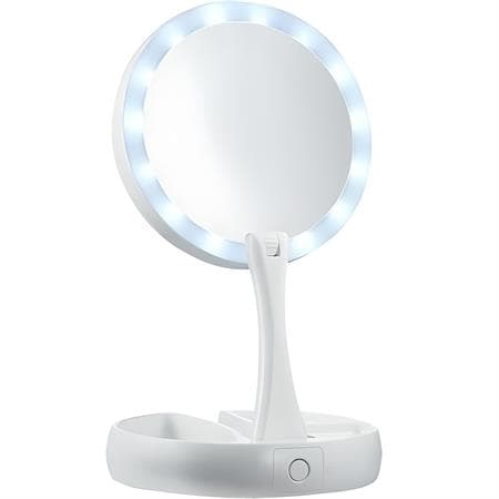 UNIQ Foldbart Makeup Spejl med LED-lys og 10x Forstørrelse