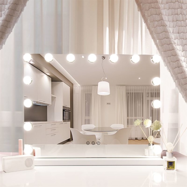 UNIQ XL Hollywood Vanity Sminkspegel med 15 LED-lampor och touchfunktion - Vit