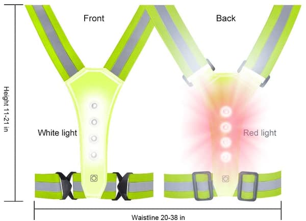 LED-refleksvest for løping, sykling og trening