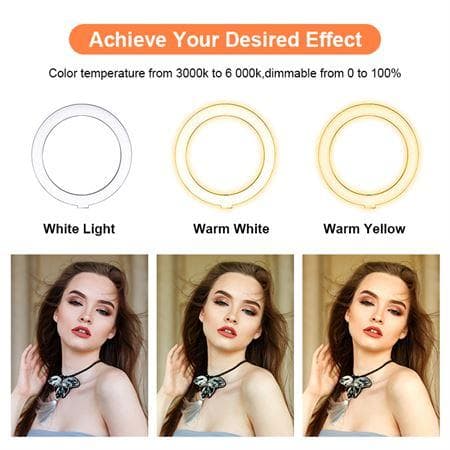 UNIQ Model 3366 Ring Light med Stativ og Bluetooth Fjernkontroll til YouTube og TikTok