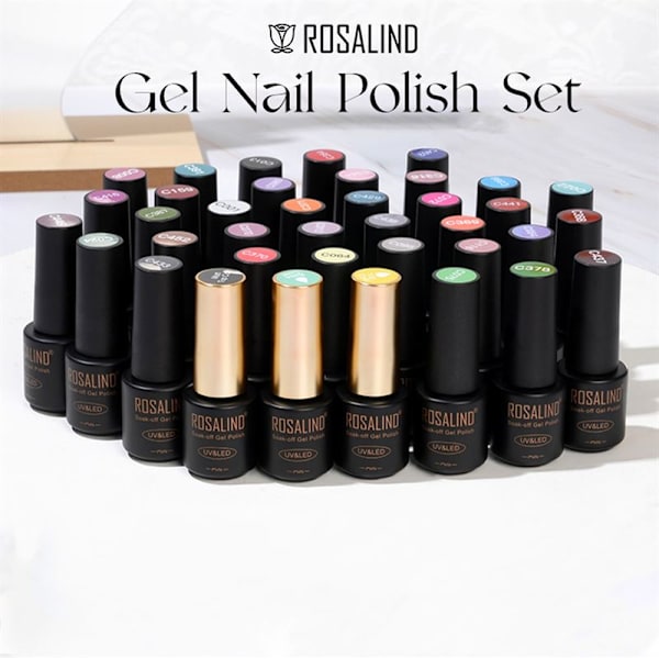 ROSALIND 38-delars gelnagellackset med 35 färger + Base Coat &amp; Top Coats (38 x 5 ml)