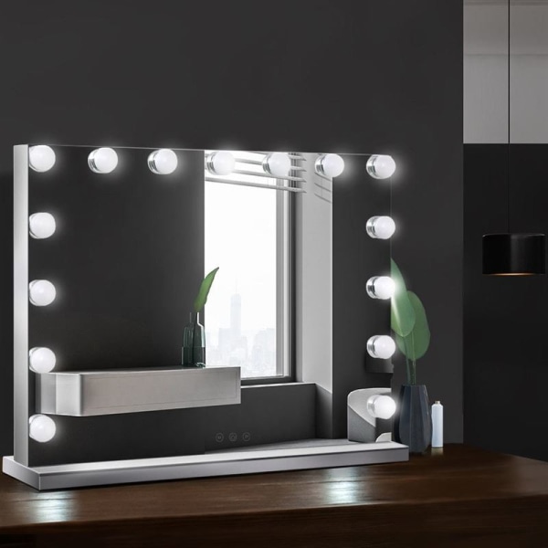 UNIQ XL Hollywood Vanity Spegel med 15 LED-lampor och Touch-funktion - Vit