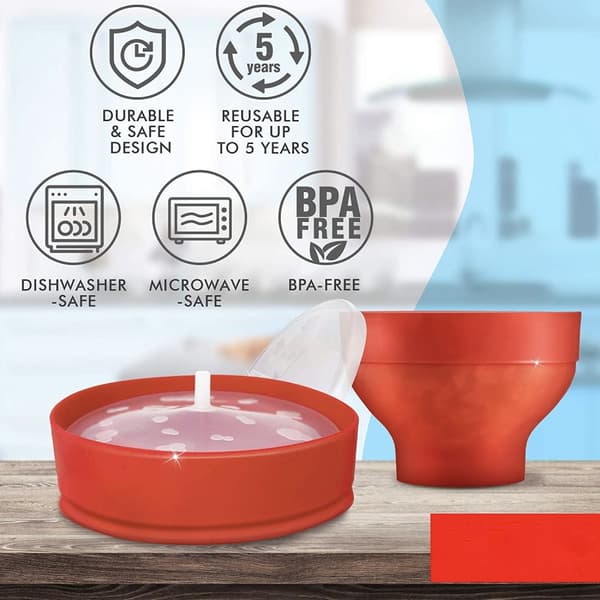 Popcorn Maker Bowl - Lag popcorn i mikrobølgeovnen - Rød