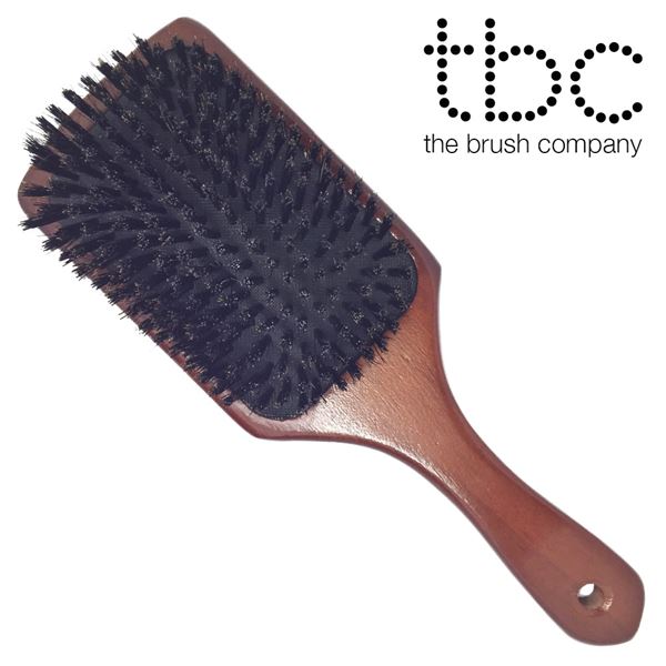 TBC® Boar Bristle Paddle hårborste - Äkta vildsvinshår