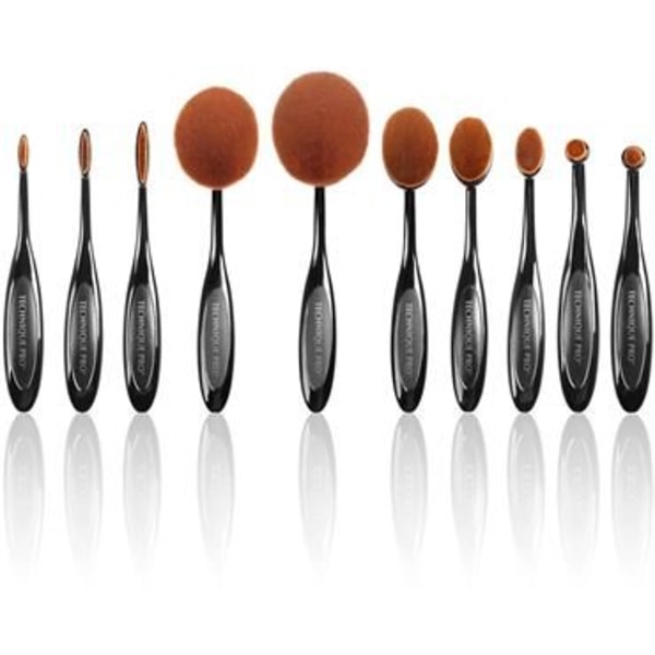 Technique PRO Ovala Sminkborstar , 10 set