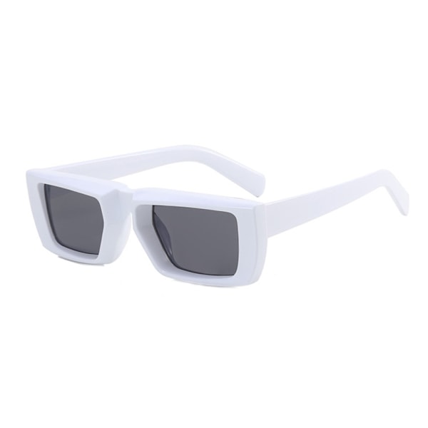 Retro Fyrkantiga Små Solglasögon för Män Kvinnor Utomhus Solskydd Partyglasögon White/Gray