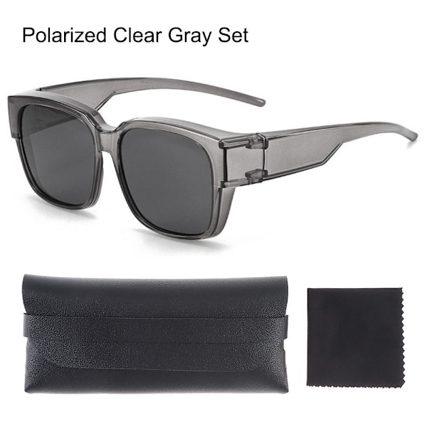 Körning Ridning Passar Över Glasögon Solglasögon Polariserade Omslutande Fyrkantiga Shades Polarized Clear Gray Set