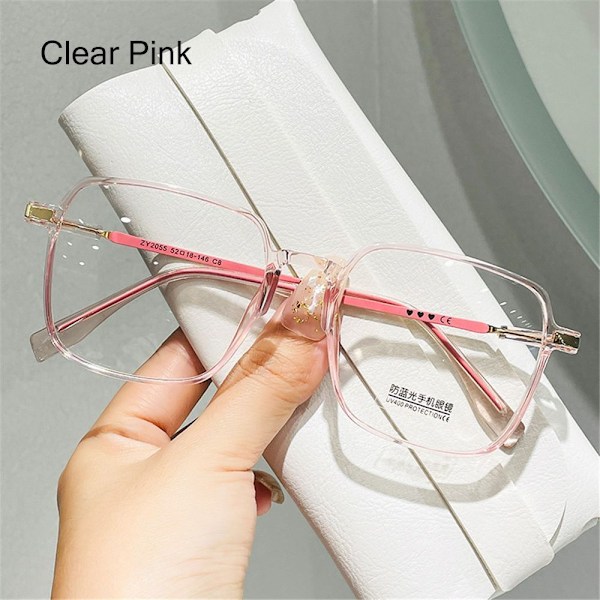 Dam Glasögon Anti-Blått Ljus Glasögon Anti-Strålning Transparenta Glasögon Clear Pink