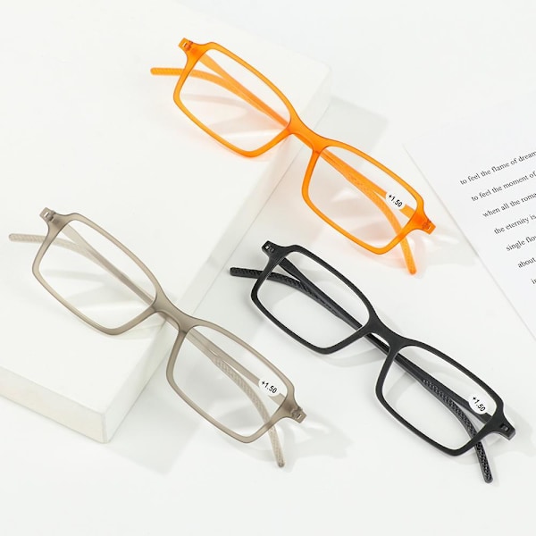 Ögonskydd Anti-Blått Ljus Glasögon Läsglasögon Ultratunn Ram Orange-Strength 400