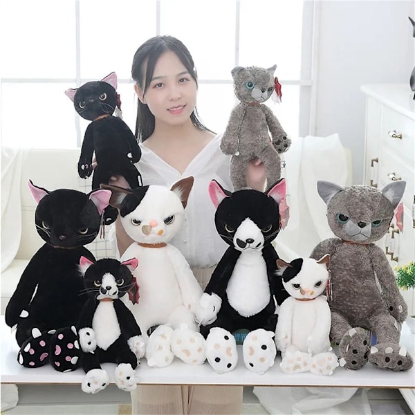 40/60cm Fyllda olyckliga katter plyschleksaker Japan Scratch Kitten Peluche Sharp Paw Black 60CM