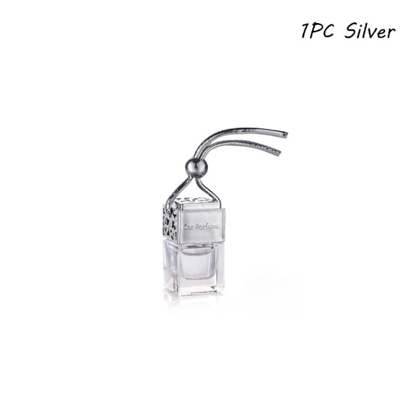 Hängande Diffuser Luftfräschare Bilparfymflaska Doft Tomma Glasflaskor silver-1PC