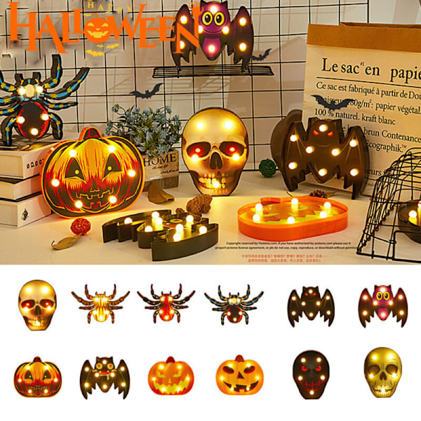 Halloween LED-dekorationsljus Lykta Fladdermus Spindel Dödskalle Pumpa Lampa Utomhus Greedy Bat 16*18cm/0.52*0.59’